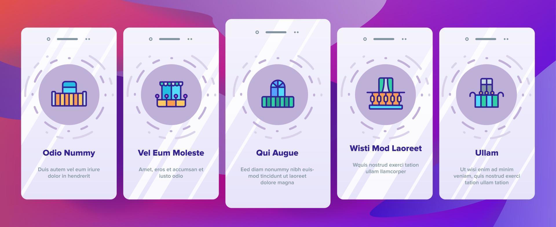 hus balkong bildar vektor onboarding mobil app sidskärm