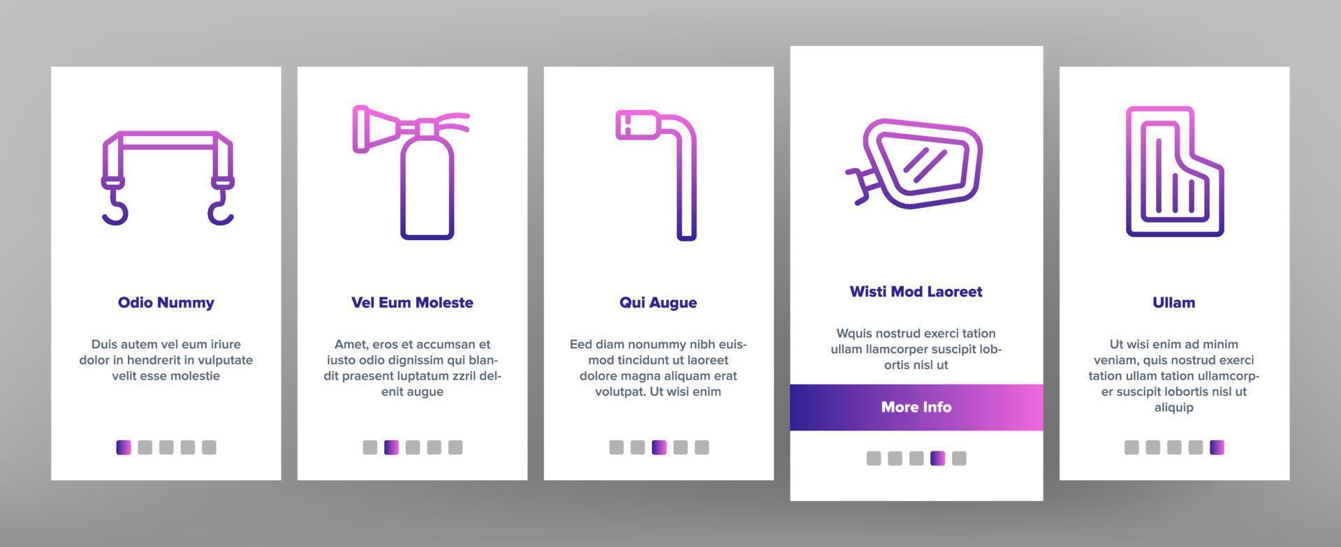 biltillbehör verktyg onboarding ikoner som vektor