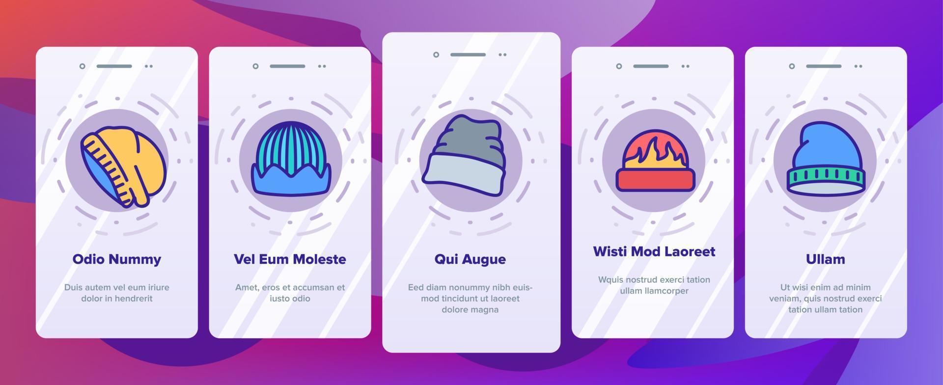 mössa säsongsbetonad hatt onboarding ikoner som vektor