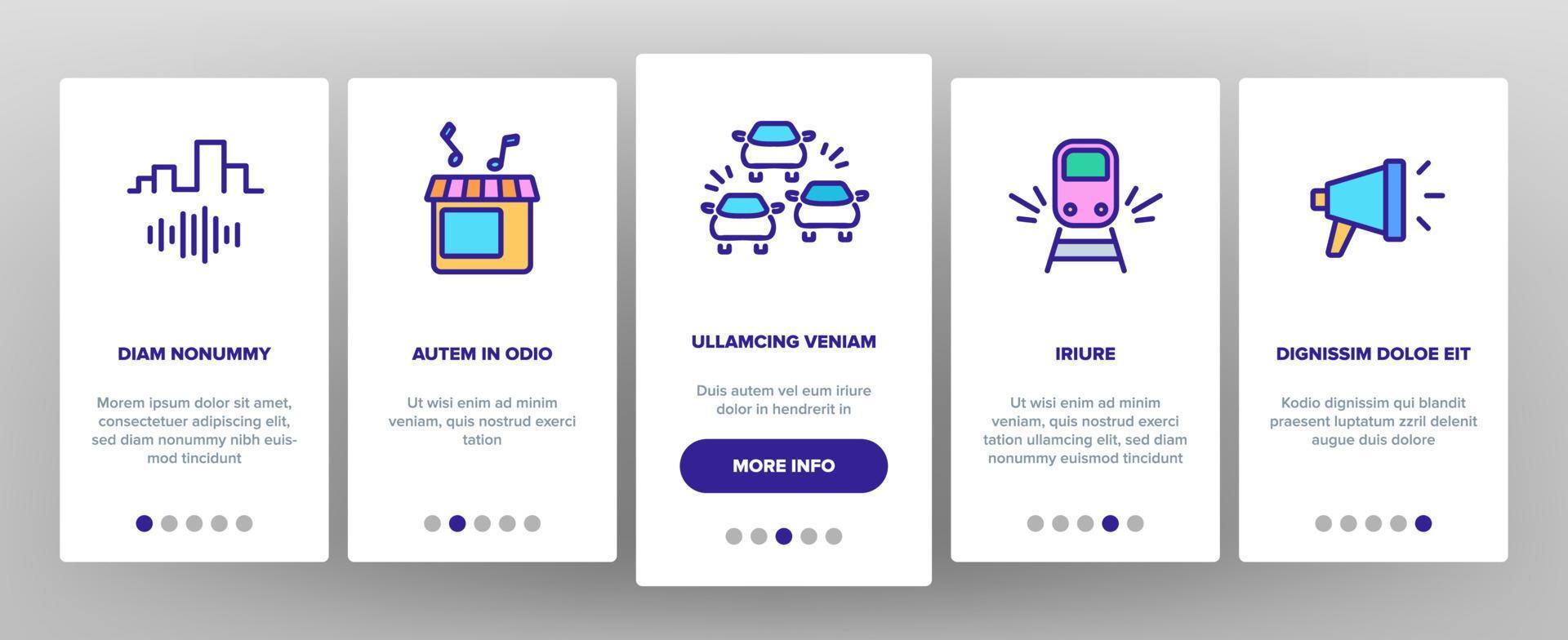 stadens buller och ljud onboarding ikoner som vektor