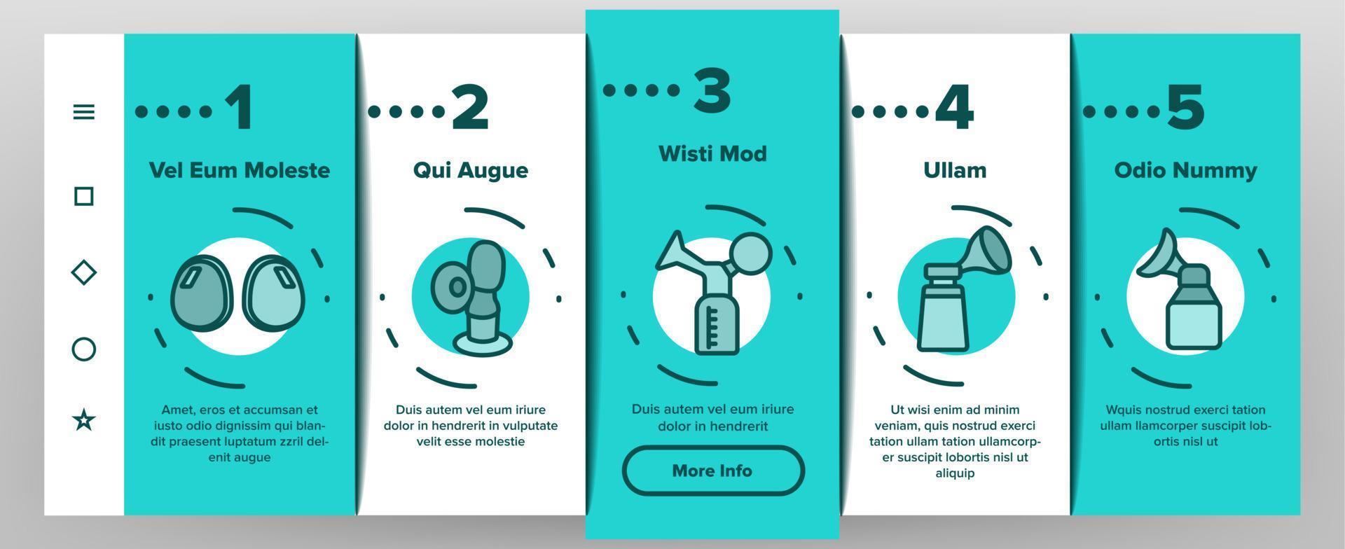 bröstpump enhet onboarding ikoner som vektor