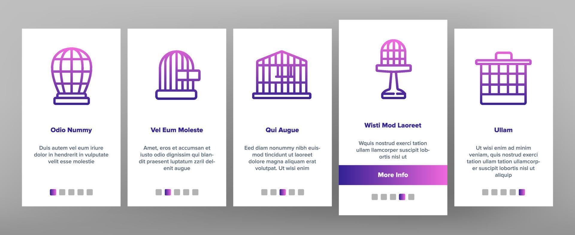 käfig haustier onboarding symbole set vektor