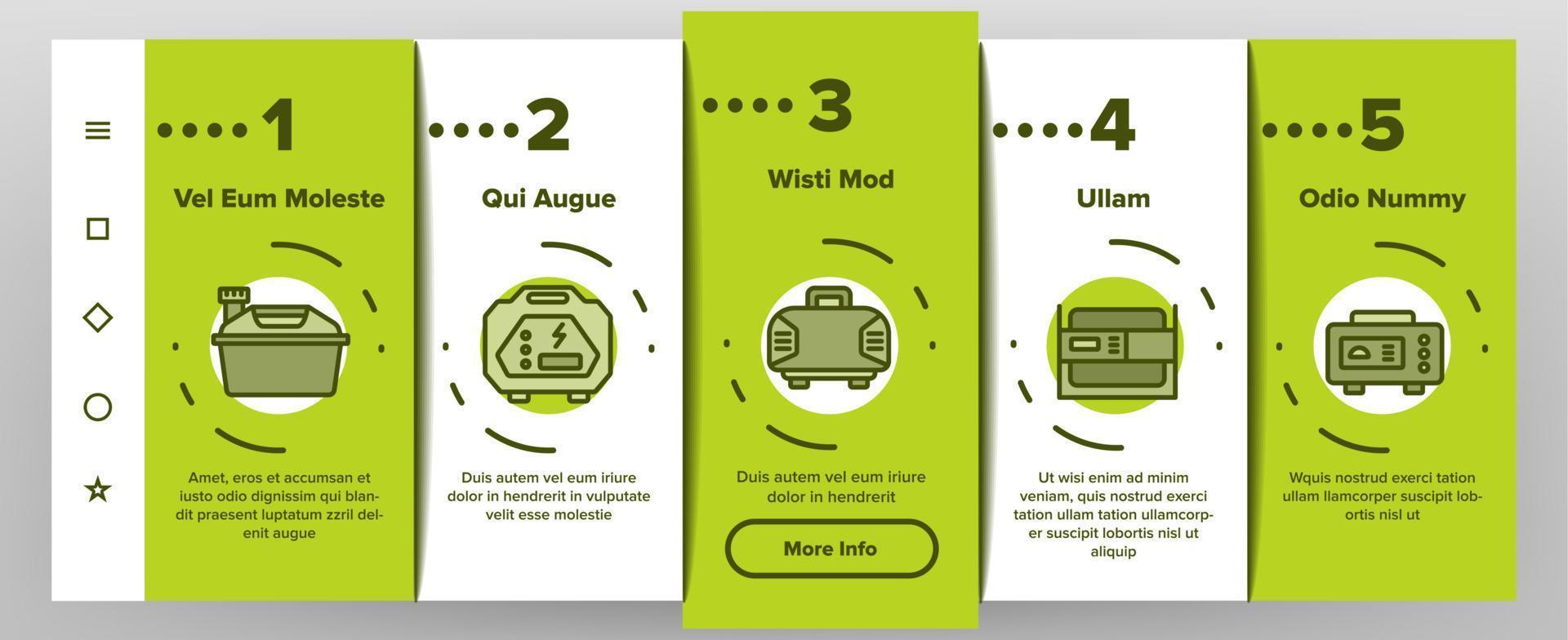 bärbar generator onboarding ikoner som vektor