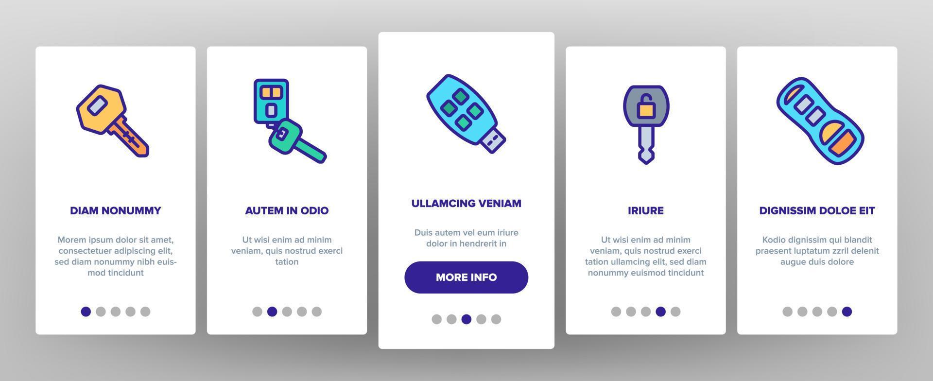 onboarding-ikonen der autoschlüsselausrüstung stellten vektor ein
