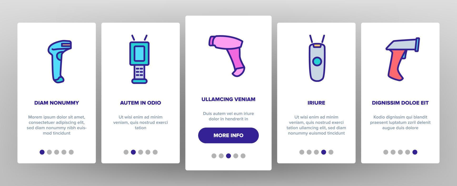 streckkodsläsare enhet onboarding ikoner som vektor