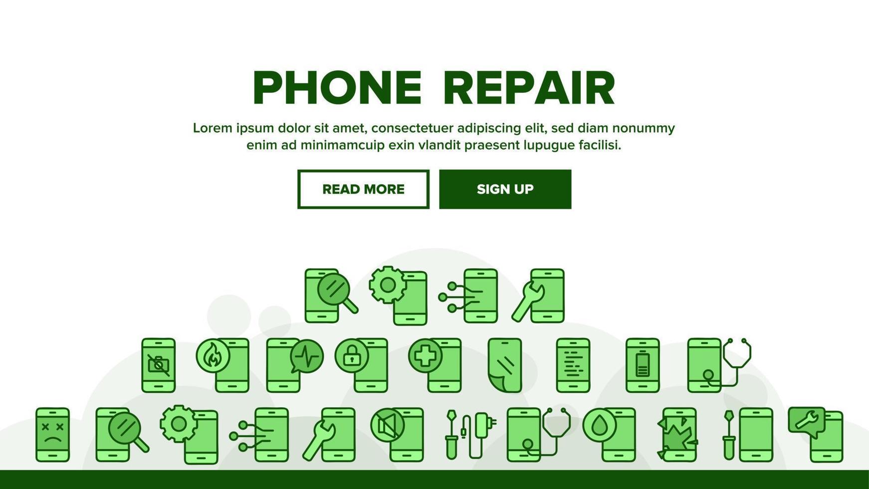 telefon reparation service landning header vektor