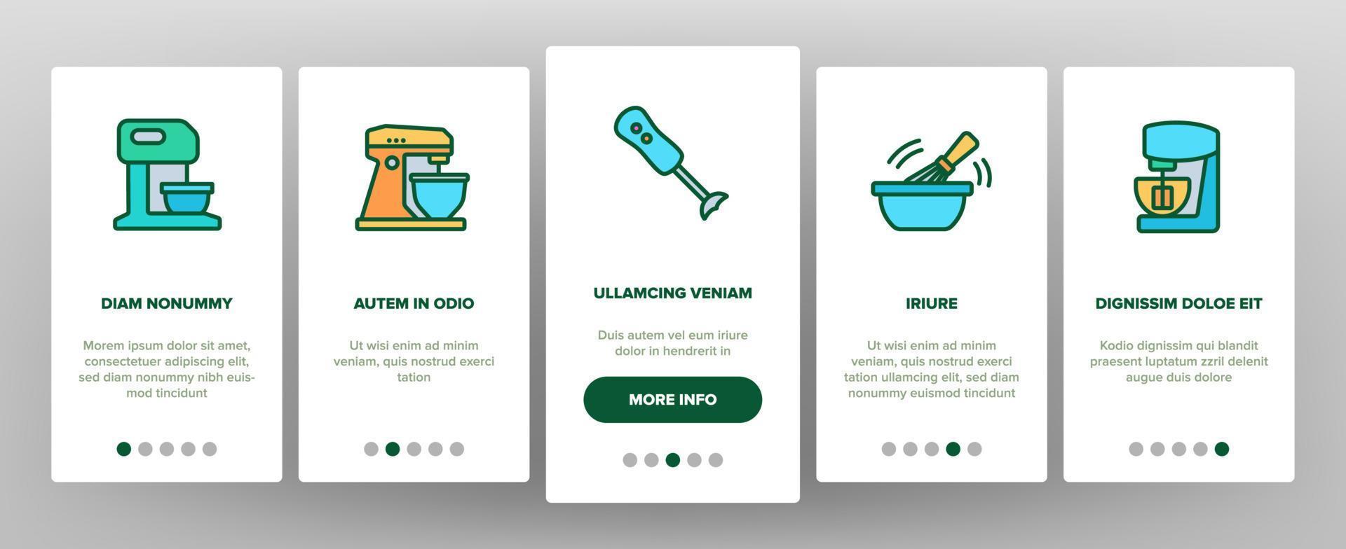 kök mixer enhet onboarding ikoner som vektor