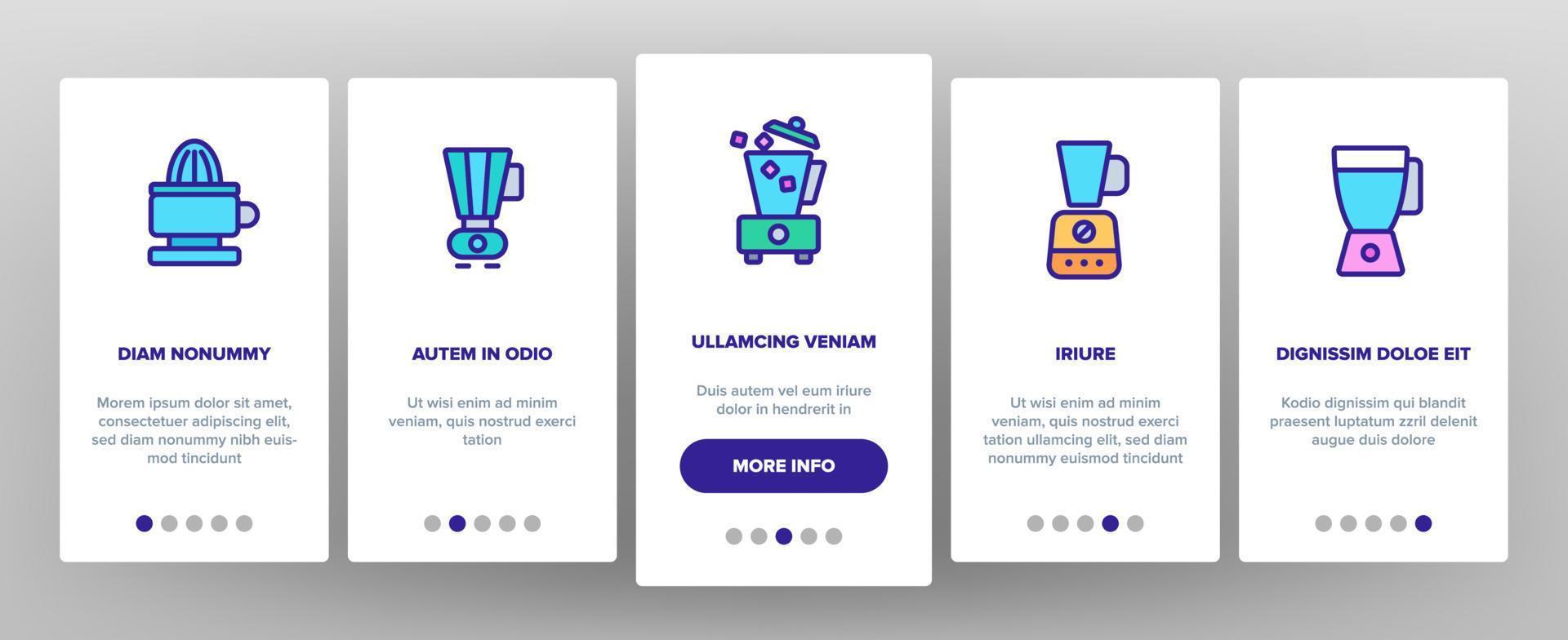 mixer kök verktyg onboarding ikoner som vektor