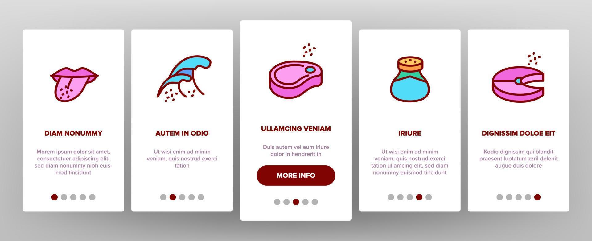 salzaroma kochen onboarding symbole set vektor