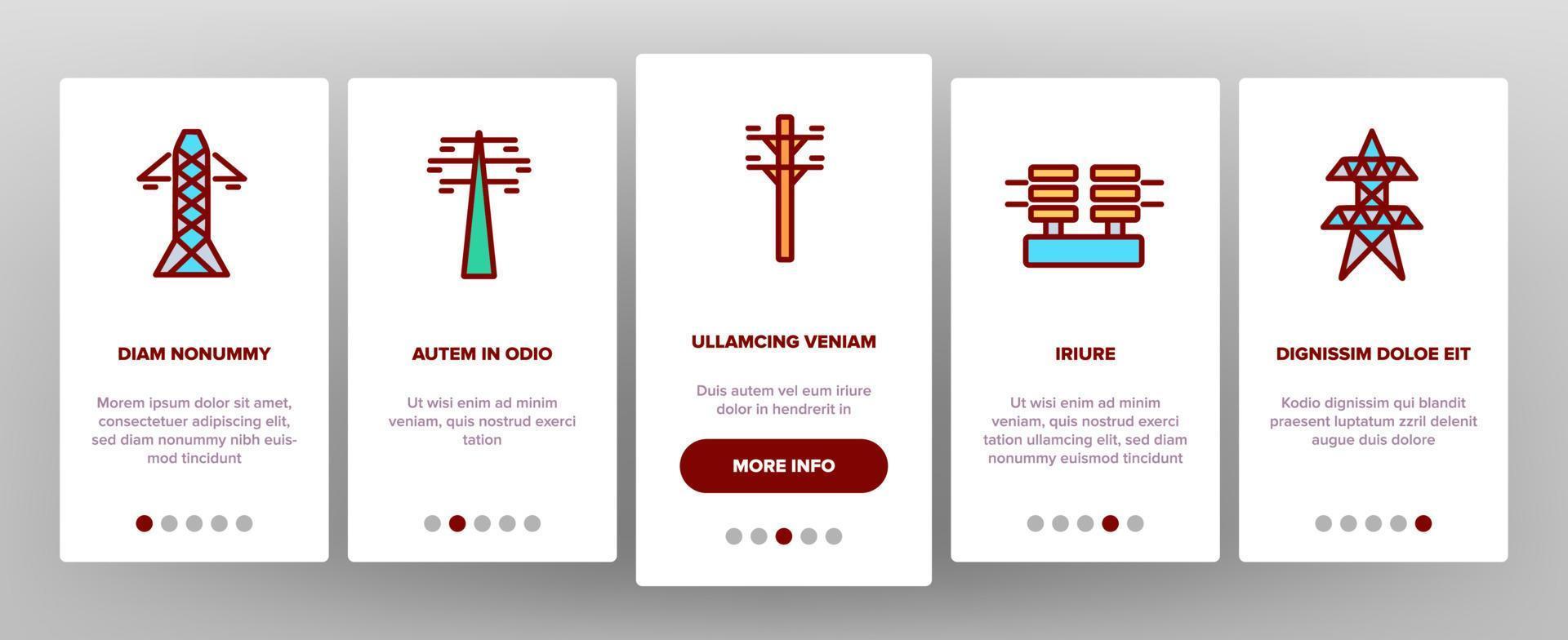 kraftledning el onboarding ikoner som vektor