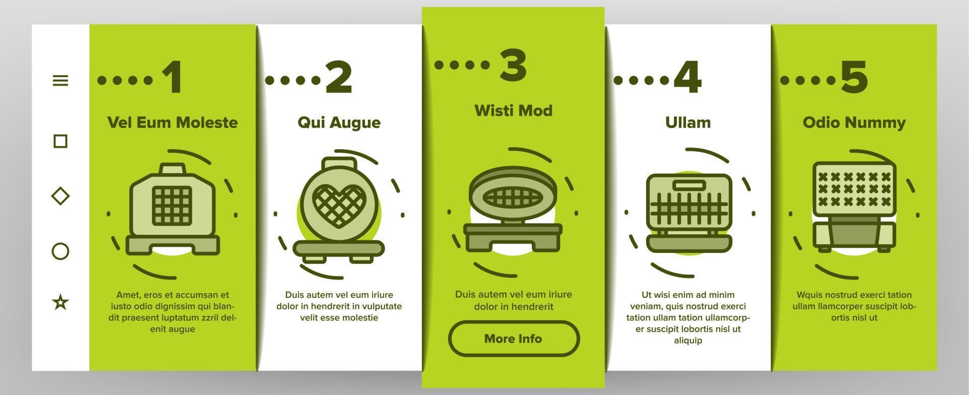 våffeljärn onboarding ikoner som vektor