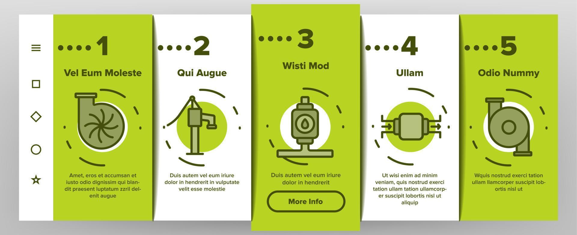 vattenpump onboarding ikoner som vektor