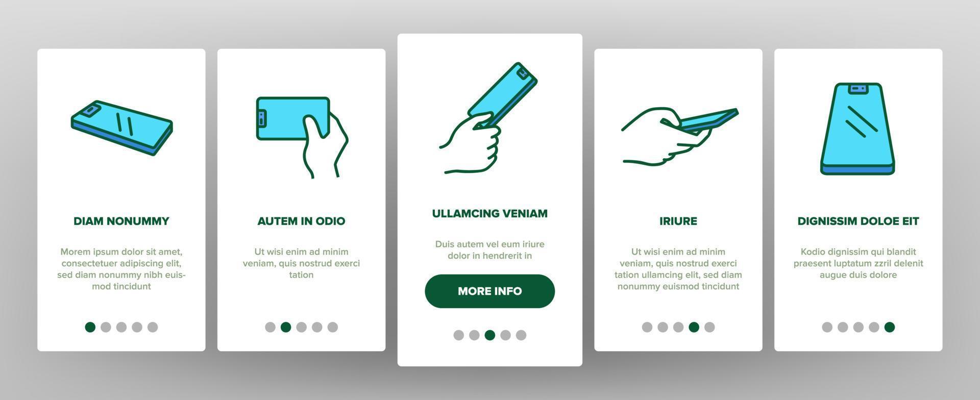 smart telefon teknik onboarding ikoner som vektor