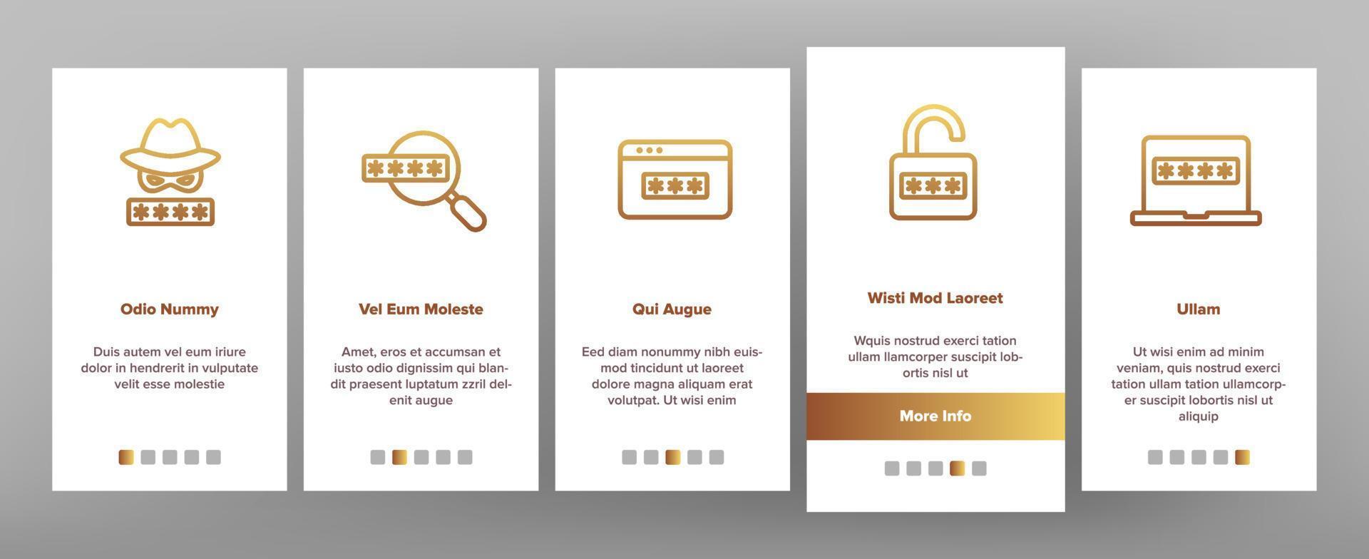 Passwortschutz-Onboarding-Symbole setzen Vektor