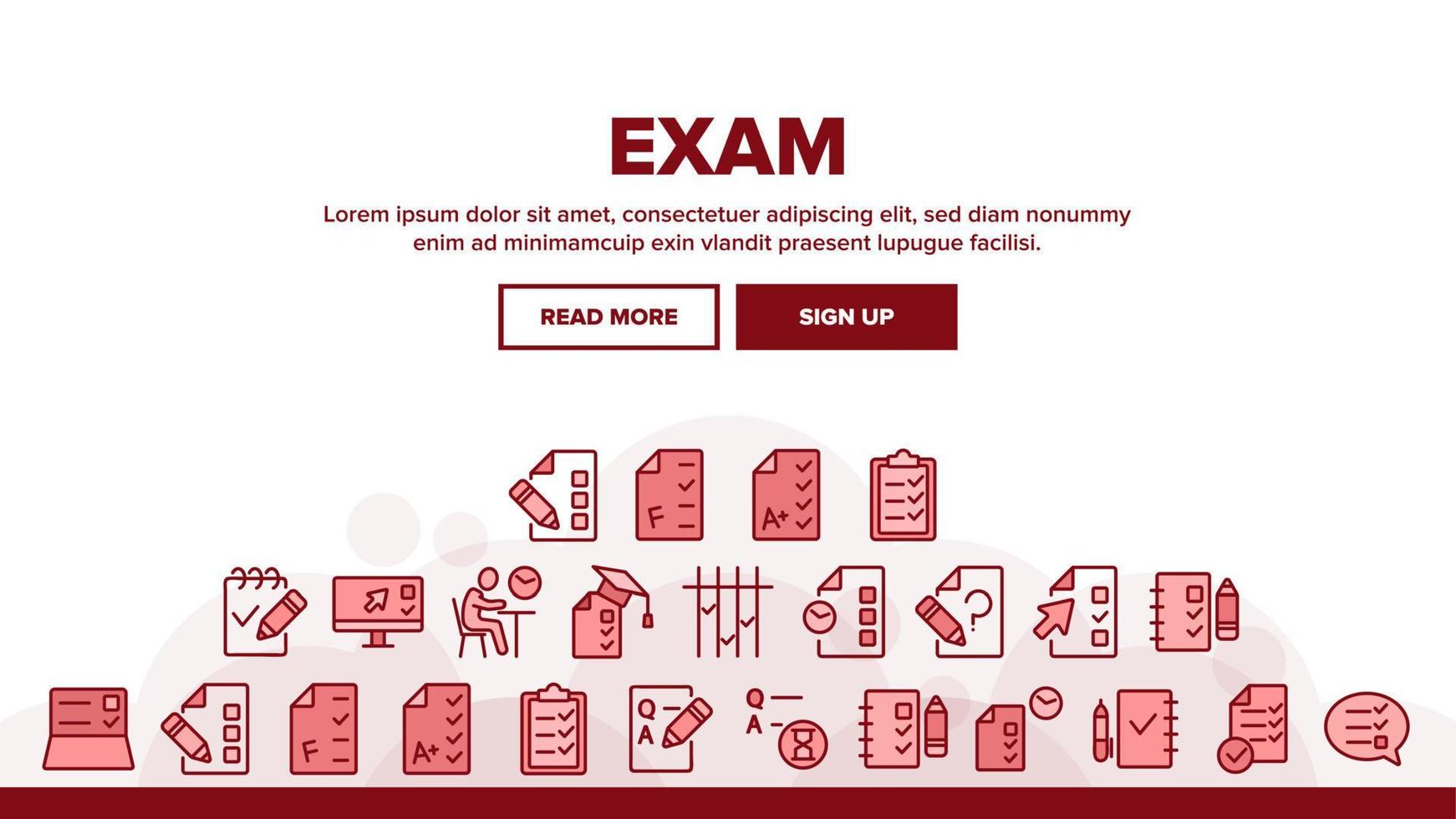 examen test landningshuvud vektor