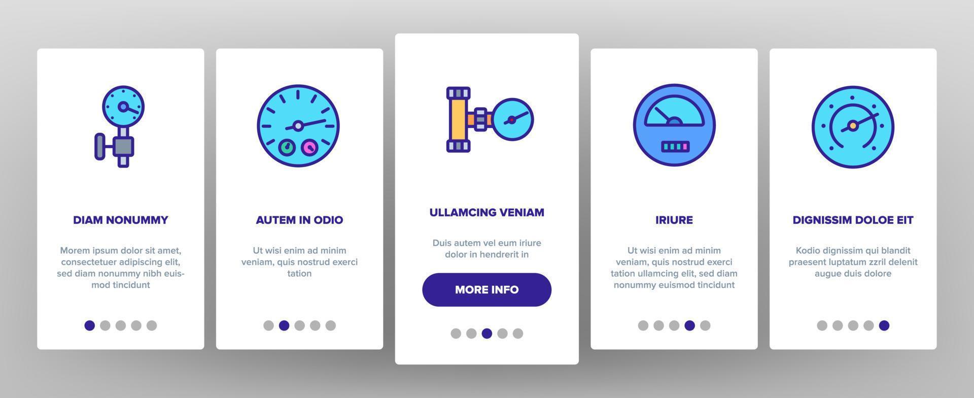 mätare mätare utrustning onboarding ikoner som vektor