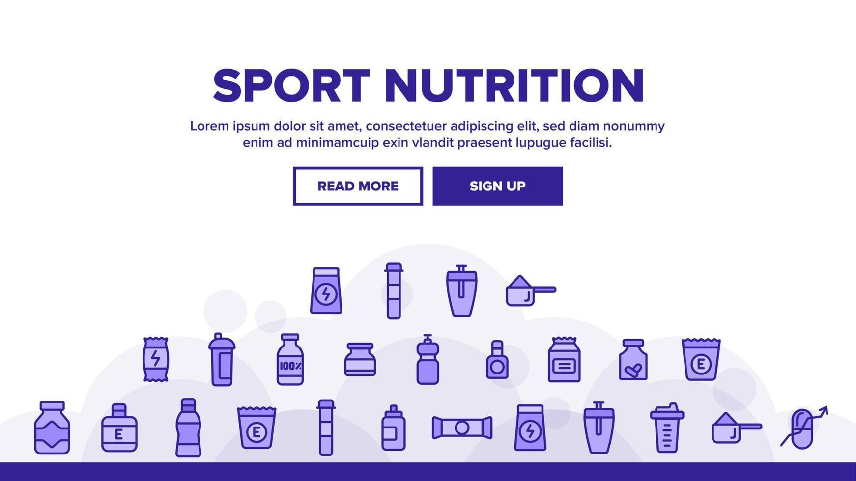 sport nutrition vektor tunn linje ikoner set