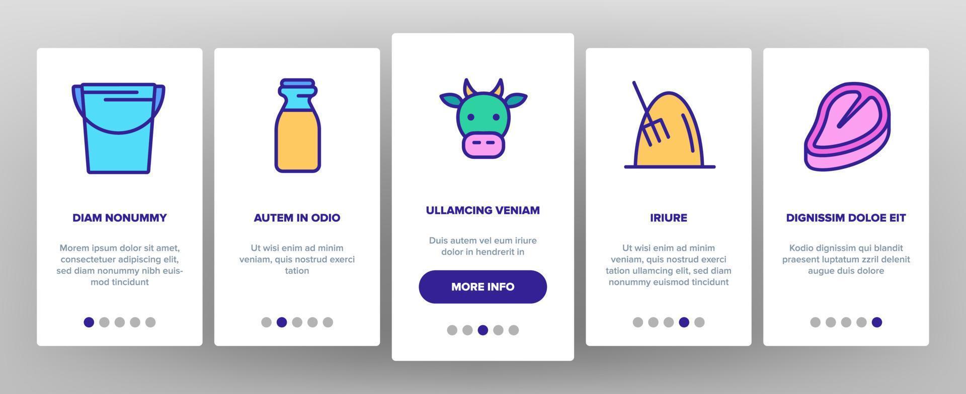 kuhzuchttier-onboarding-ikonen stellten vektor ein