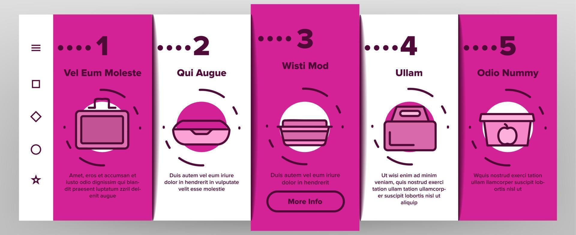 Lunchbox-Onboarding-Symbole setzen Vektor