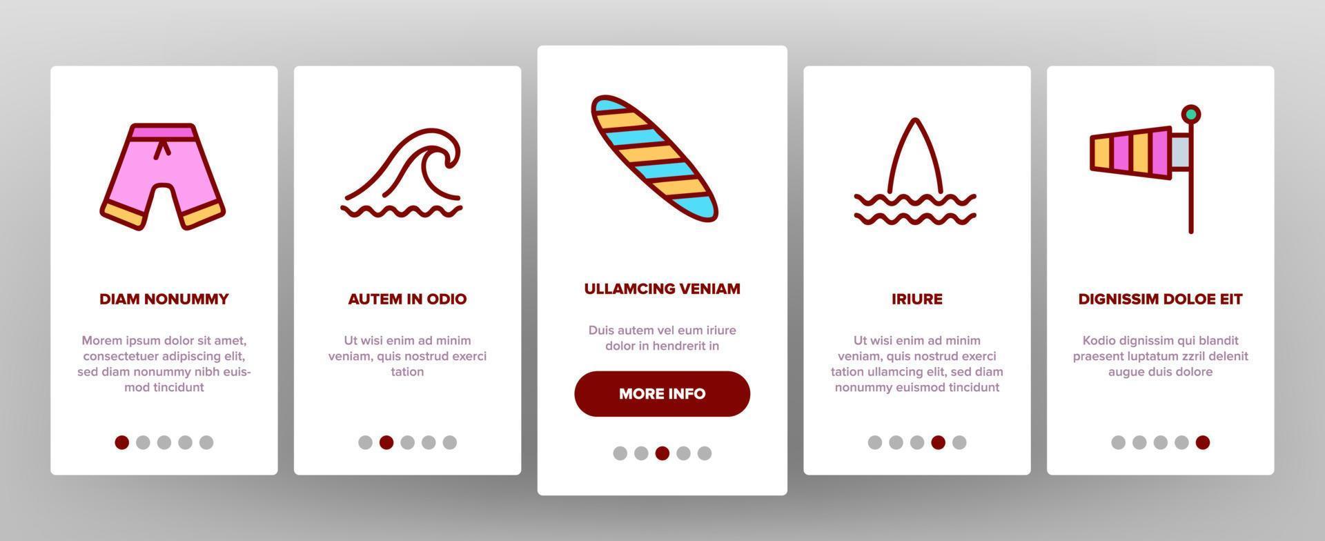 surfbräda onboarding ikoner som vektor