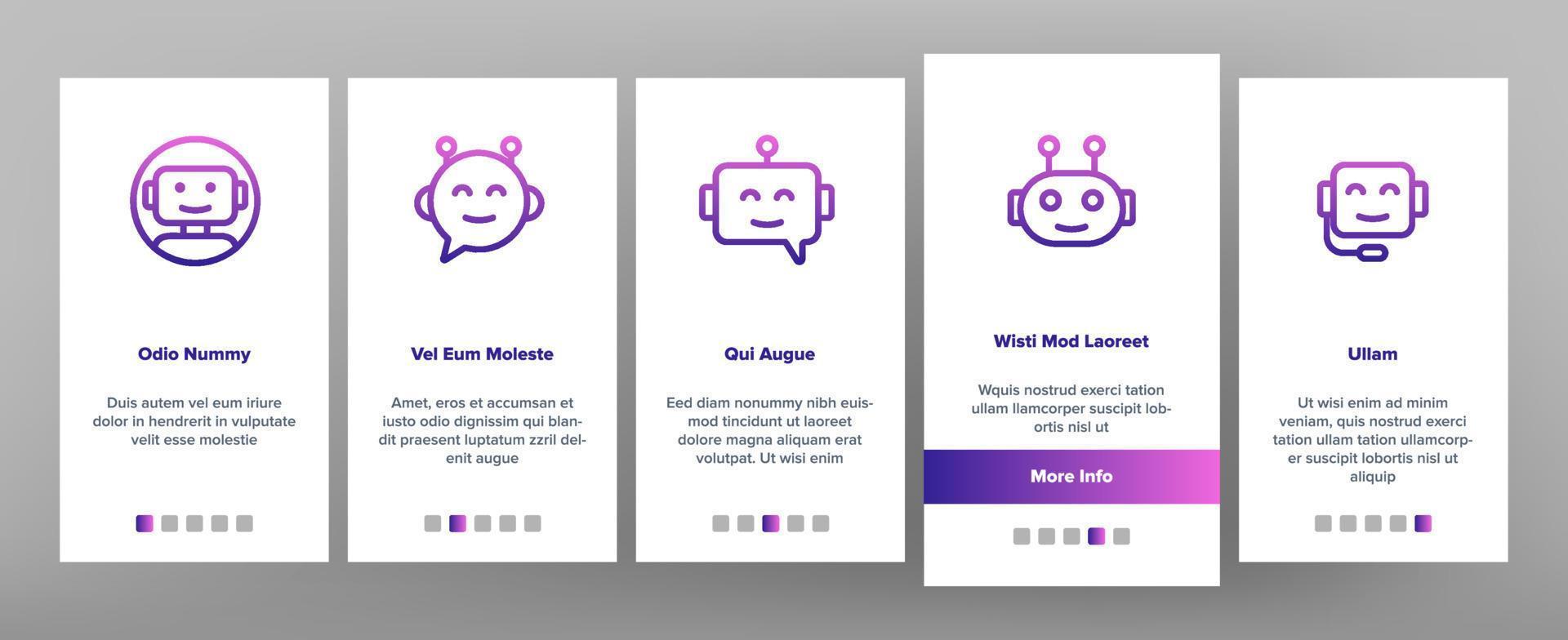 chatbot robot onboarding ikoner som vektor