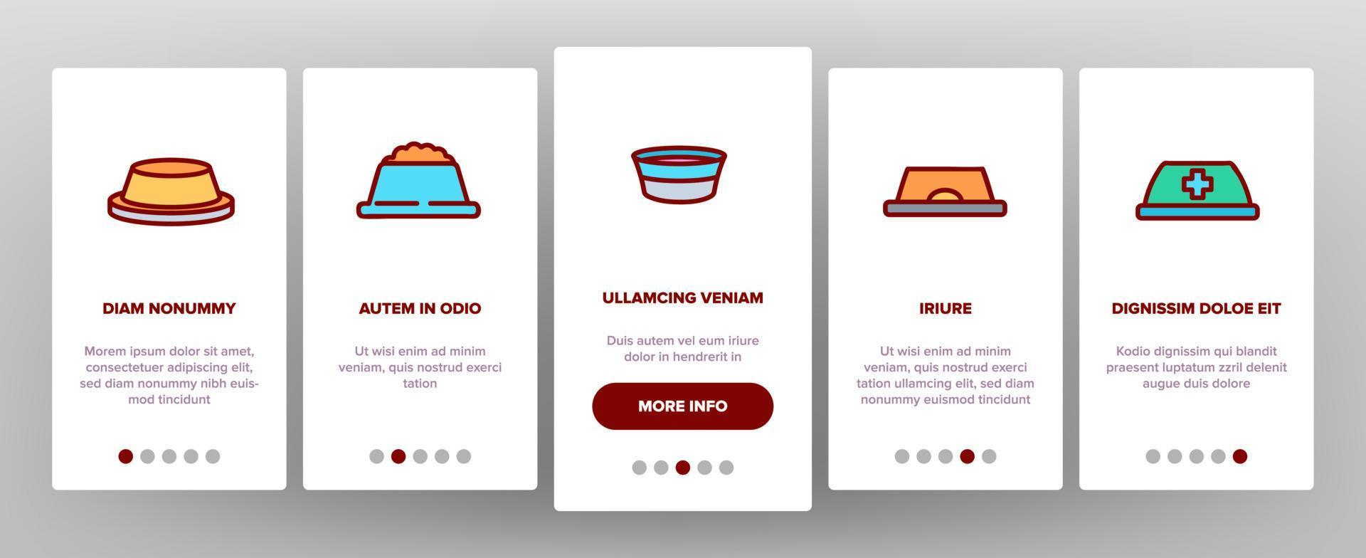 husdjur skål onboarding ikoner som vektor