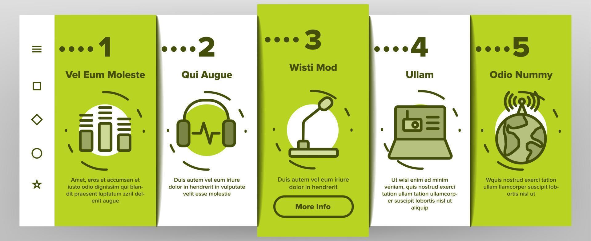 radioprogram onboarding ikoner som vektor