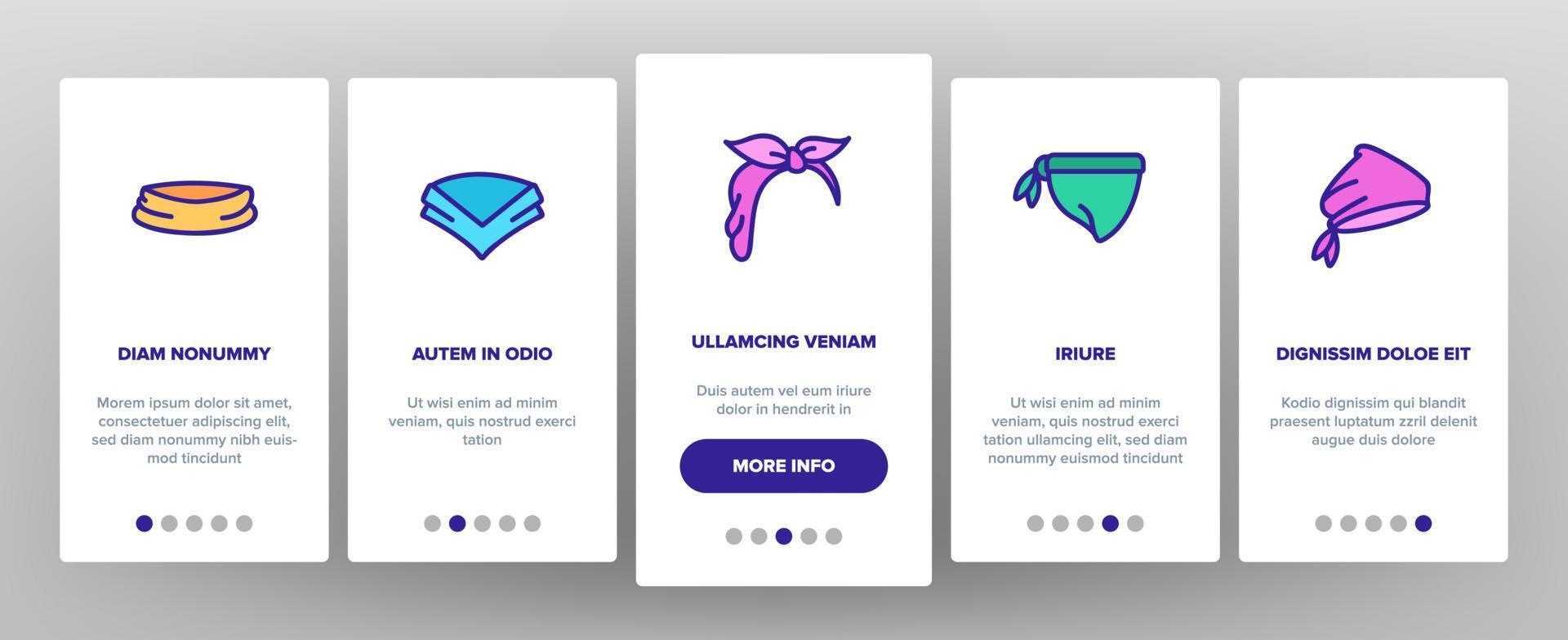 Bandana-Hüte Onboarding-Symbole setzen Vektor