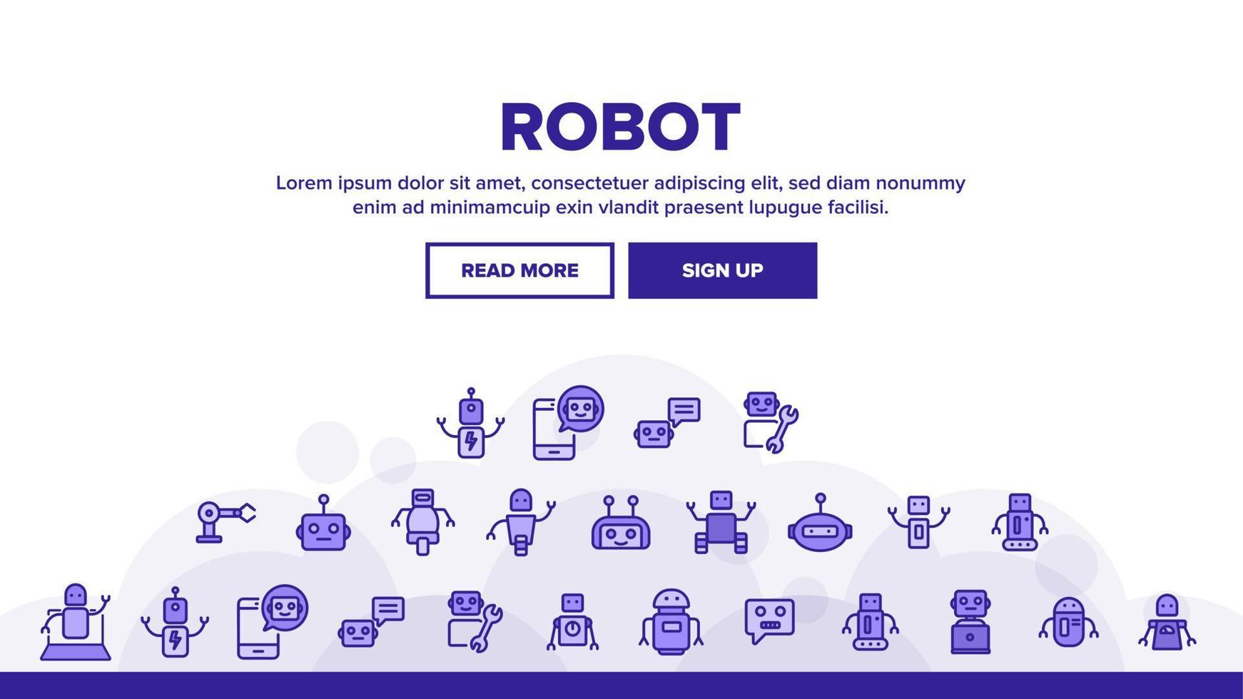 Roboter-High-Tech-Landing-Header-Vektor vektor