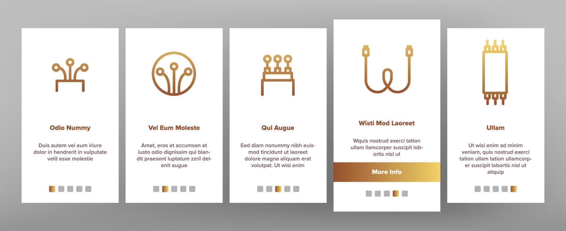 optisk fiber onboarding ikoner som vektor