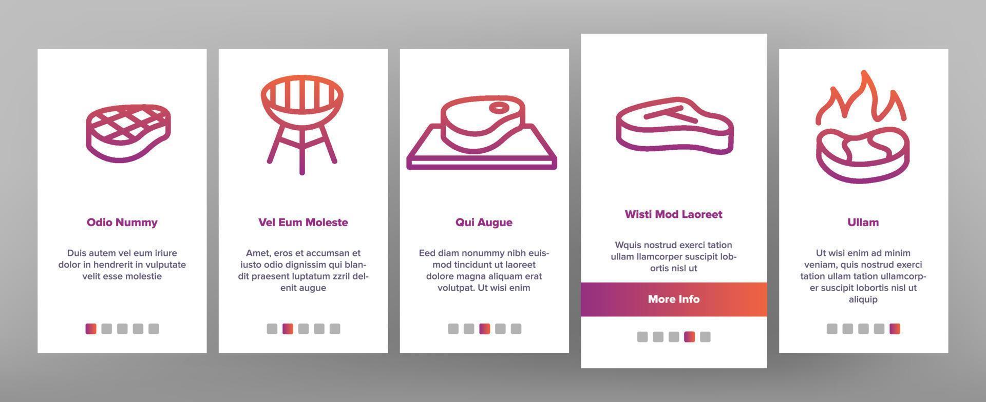 kött biff onboarding ikoner som vektor