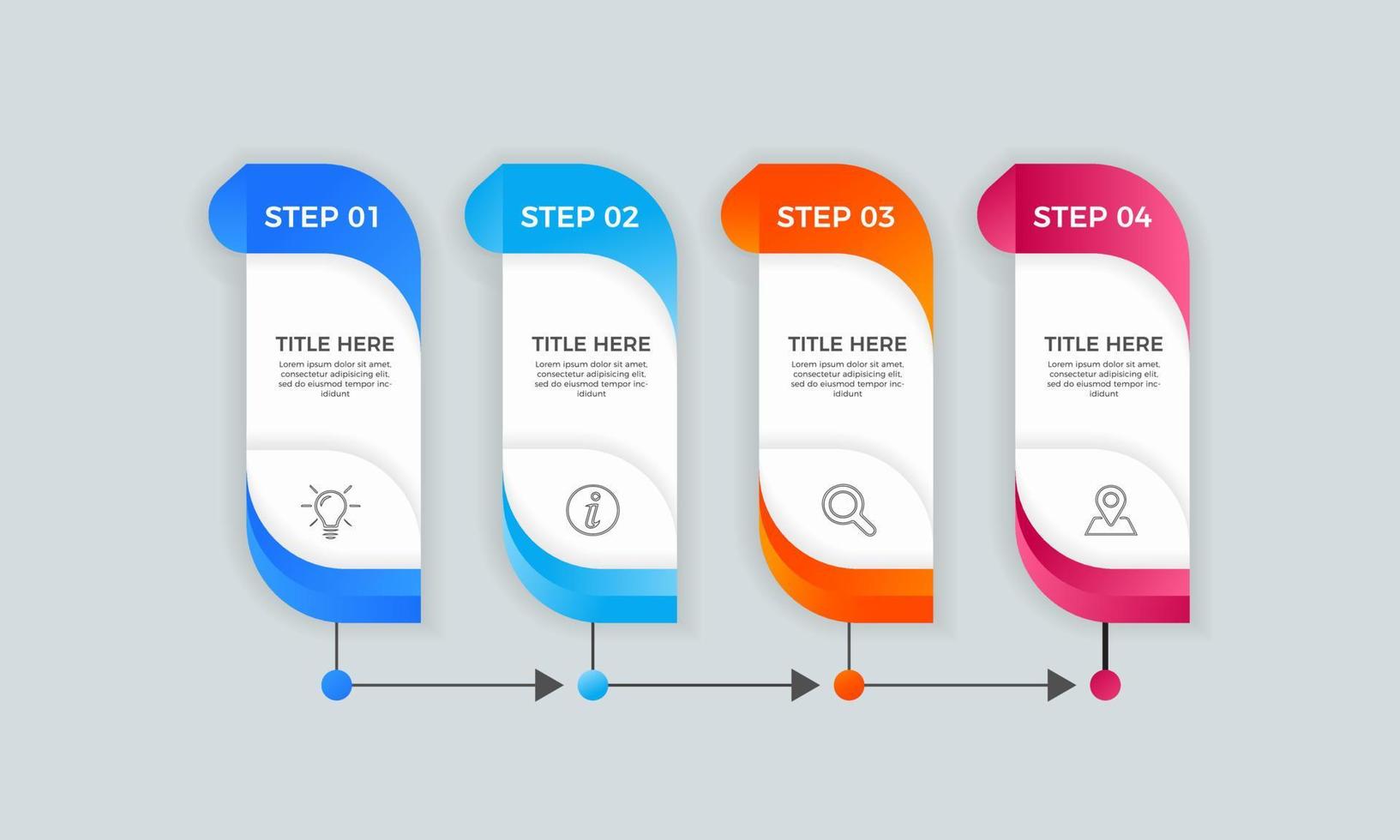 Infografik-Designvorlage mit 4 Optionen oder Schritten, Business-Infografik-Konzeptdesign vektor