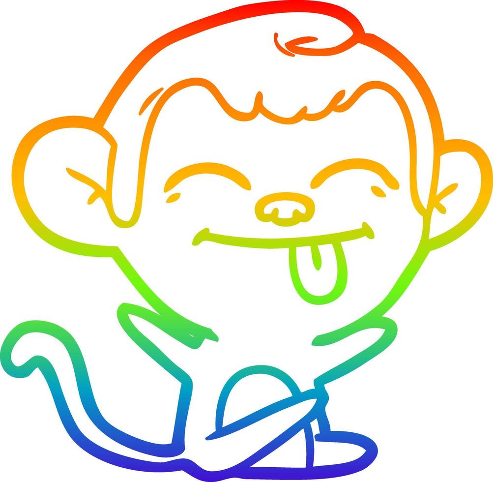 Regenbogen-Gradientenlinie, die lustigen Cartoon-Affen zeichnet vektor