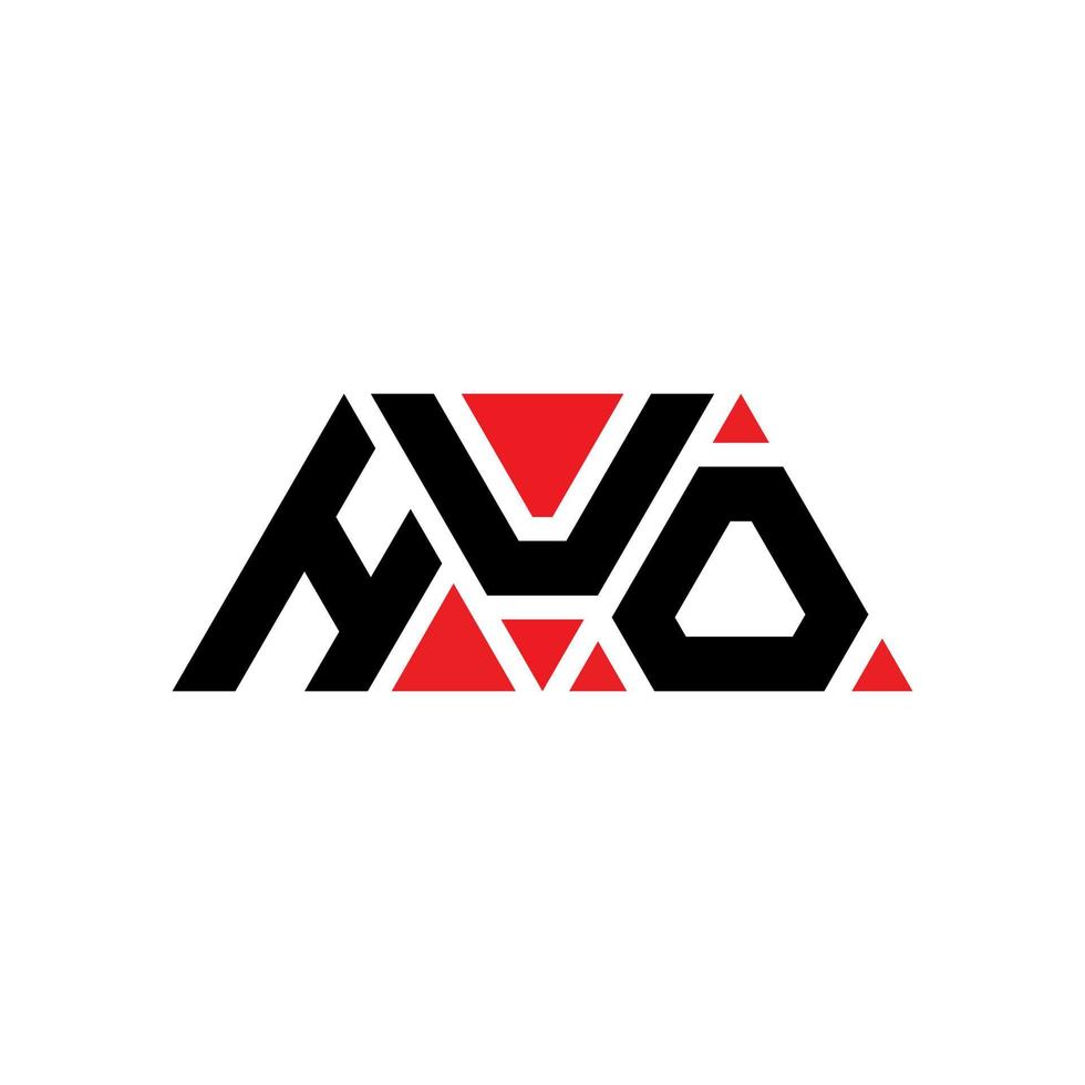 Huo-Dreieck-Buchstaben-Logo-Design mit Dreiecksform. Huo-Dreieck-Logo-Design-Monogramm. Huo-Dreieck-Vektor-Logo-Vorlage mit roter Farbe. Huo dreieckiges Logo einfaches, elegantes und luxuriöses Logo. huo vektor