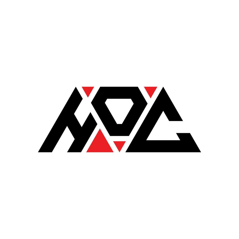 Hoc-Dreieck-Buchstaben-Logo-Design mit Dreiecksform. Hoc-Dreieck-Logo-Design-Monogramm. Hoc-Dreieck-Vektor-Logo-Vorlage mit roter Farbe. hoc dreieckiges Logo einfaches, elegantes und luxuriöses Logo. hoc vektor