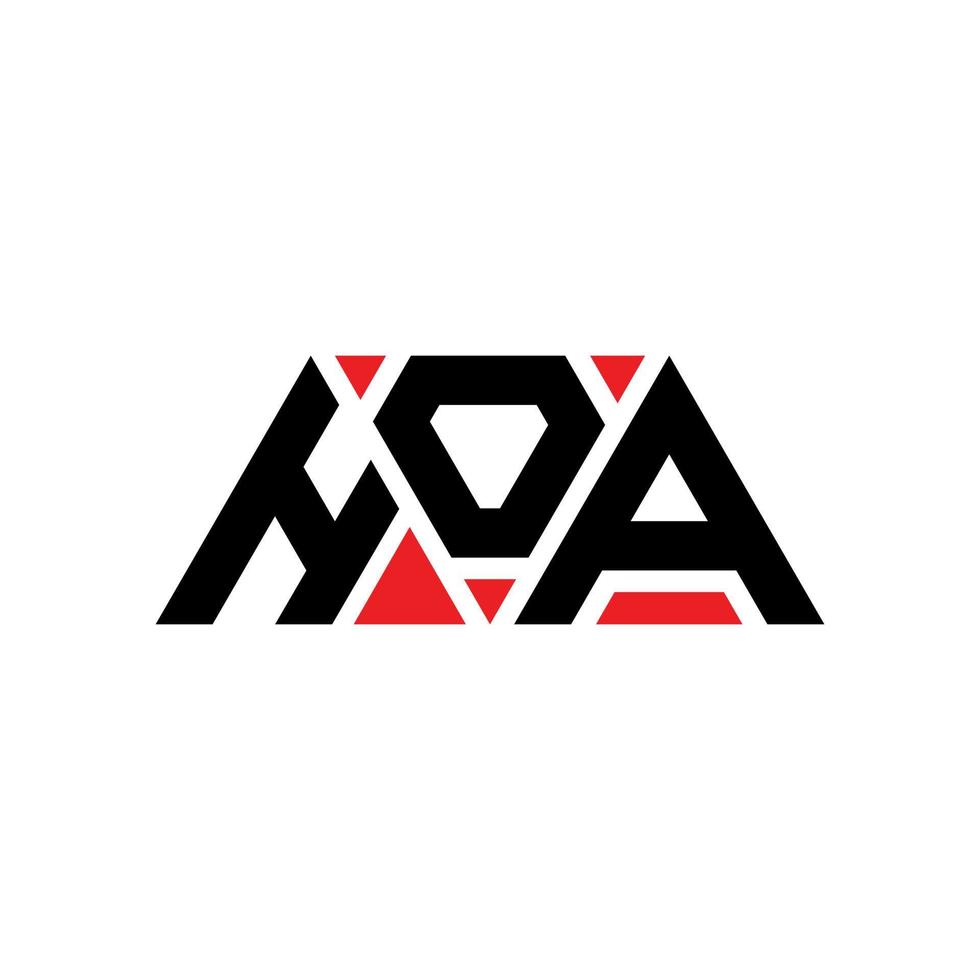 Hoa-Dreieck-Buchstaben-Logo-Design mit Dreiecksform. Hoa-Dreieck-Logo-Design-Monogramm. Hoa-Dreieck-Vektor-Logo-Vorlage mit roter Farbe. hoa dreieckiges Logo einfaches, elegantes und luxuriöses Logo. hoah vektor