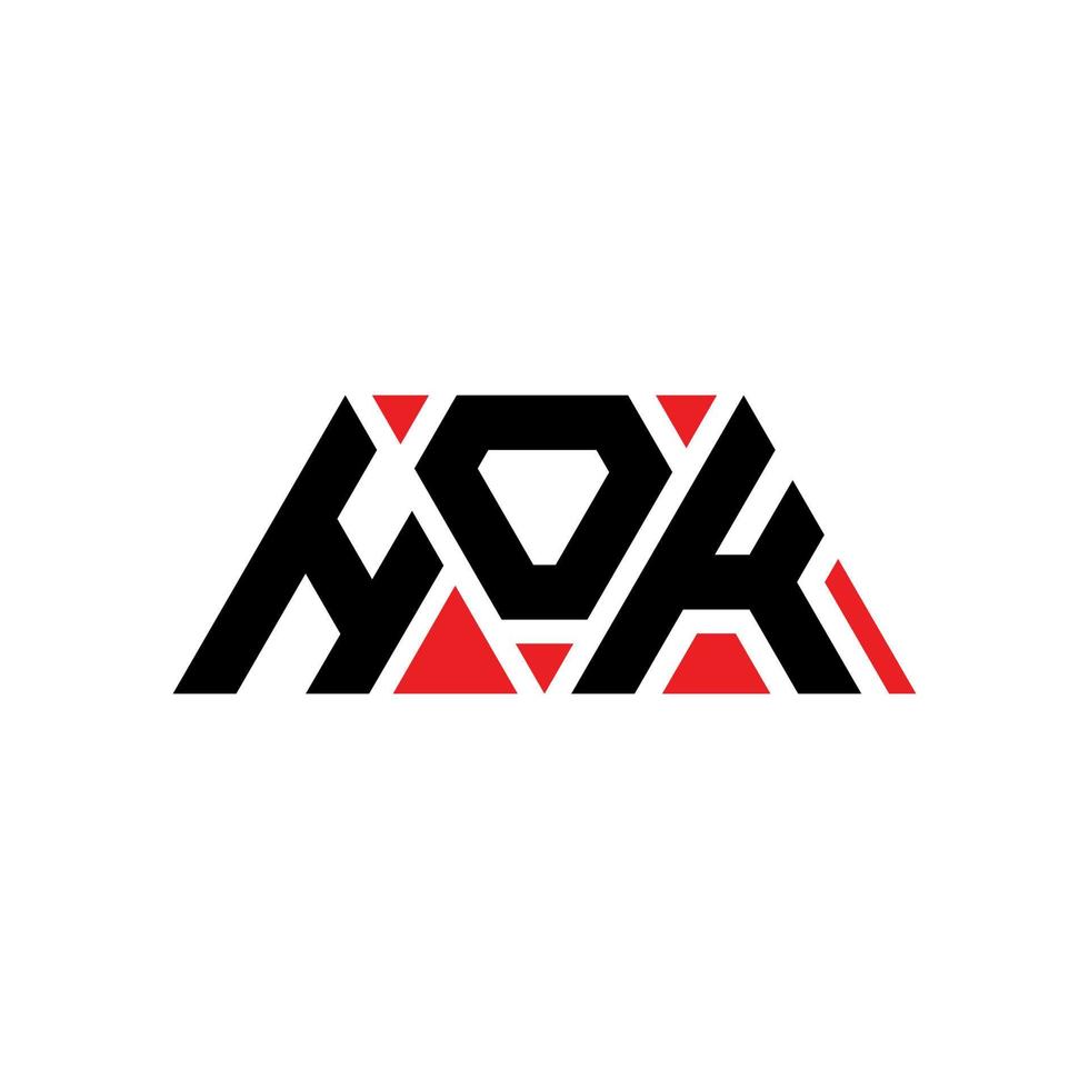 Hok-Dreieck-Buchstaben-Logo-Design mit Dreiecksform. Hok-Dreieck-Logo-Design-Monogramm. hok dreieck vektor logo vorlage mit roter farbe. hok dreieckiges logo einfaches, elegantes und luxuriöses logo. hok