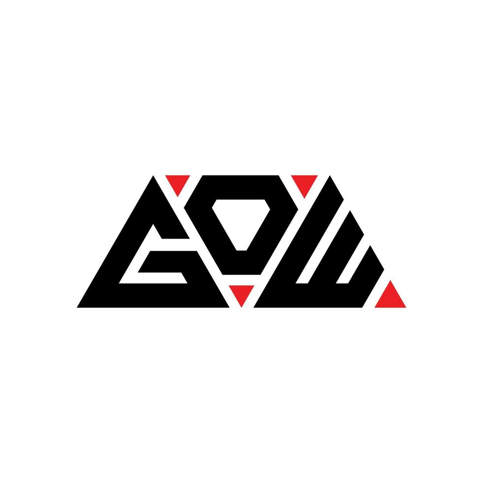 Gow Logo-Design mit Dreiecksbuchstaben und Dreiecksform. Gow-Dreieck-Logo-Design-Monogramm. Gow-Dreieck-Vektor-Logo-Vorlage mit roter Farbe. gow dreieckiges Logo einfaches, elegantes und luxuriöses Logo. guck vektor