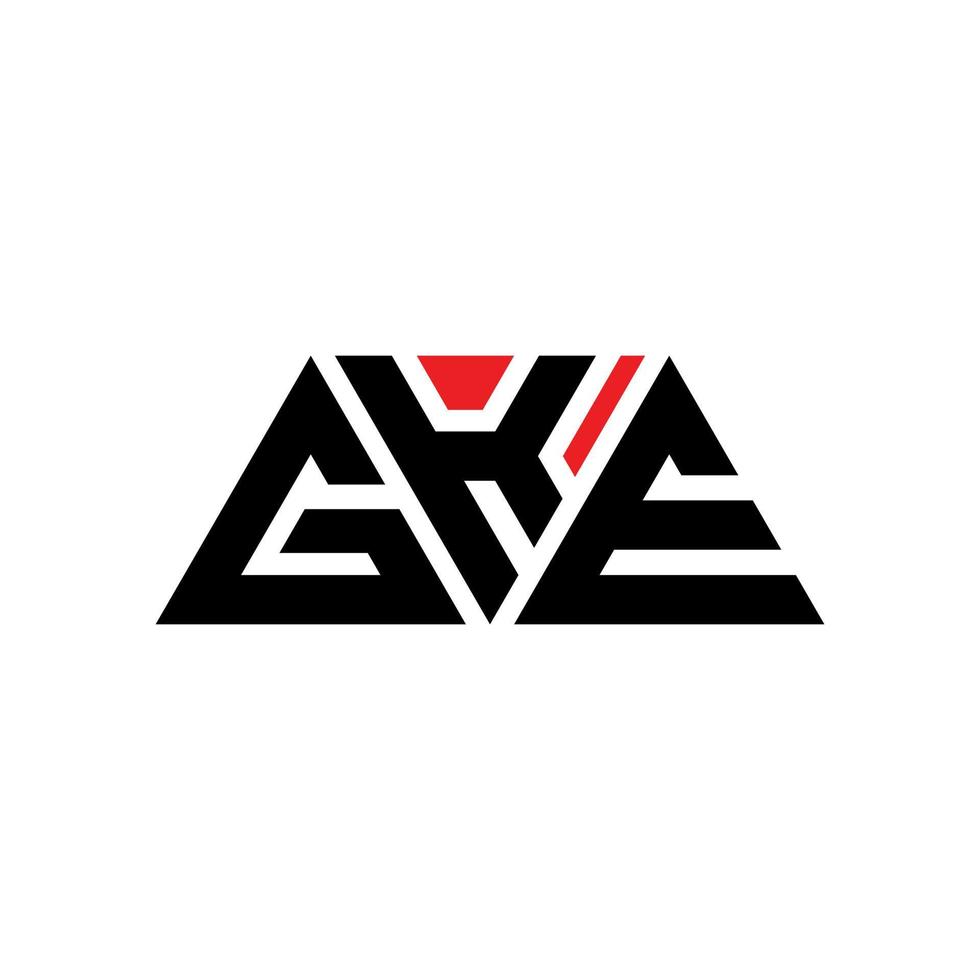 GKE-Dreieck-Buchstaben-Logo-Design mit Dreiecksform. GKE-Dreieck-Logo-Design-Monogramm. GKE-Dreieck-Vektor-Logo-Vorlage mit roter Farbe. gke dreieckiges Logo einfaches, elegantes und luxuriöses Logo. gke vektor