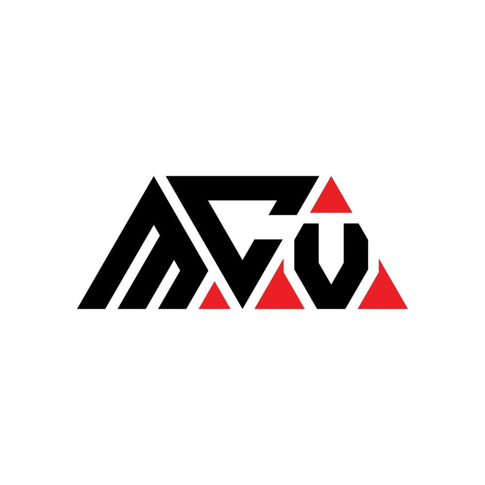 MCV-Dreieck-Buchstaben-Logo-Design mit Dreiecksform. MCV-Dreieck-Logo-Design-Monogramm. MCV-Dreieck-Vektor-Logo-Vorlage mit roter Farbe. MCV dreieckiges Logo einfaches, elegantes und luxuriöses Logo. mcv vektor