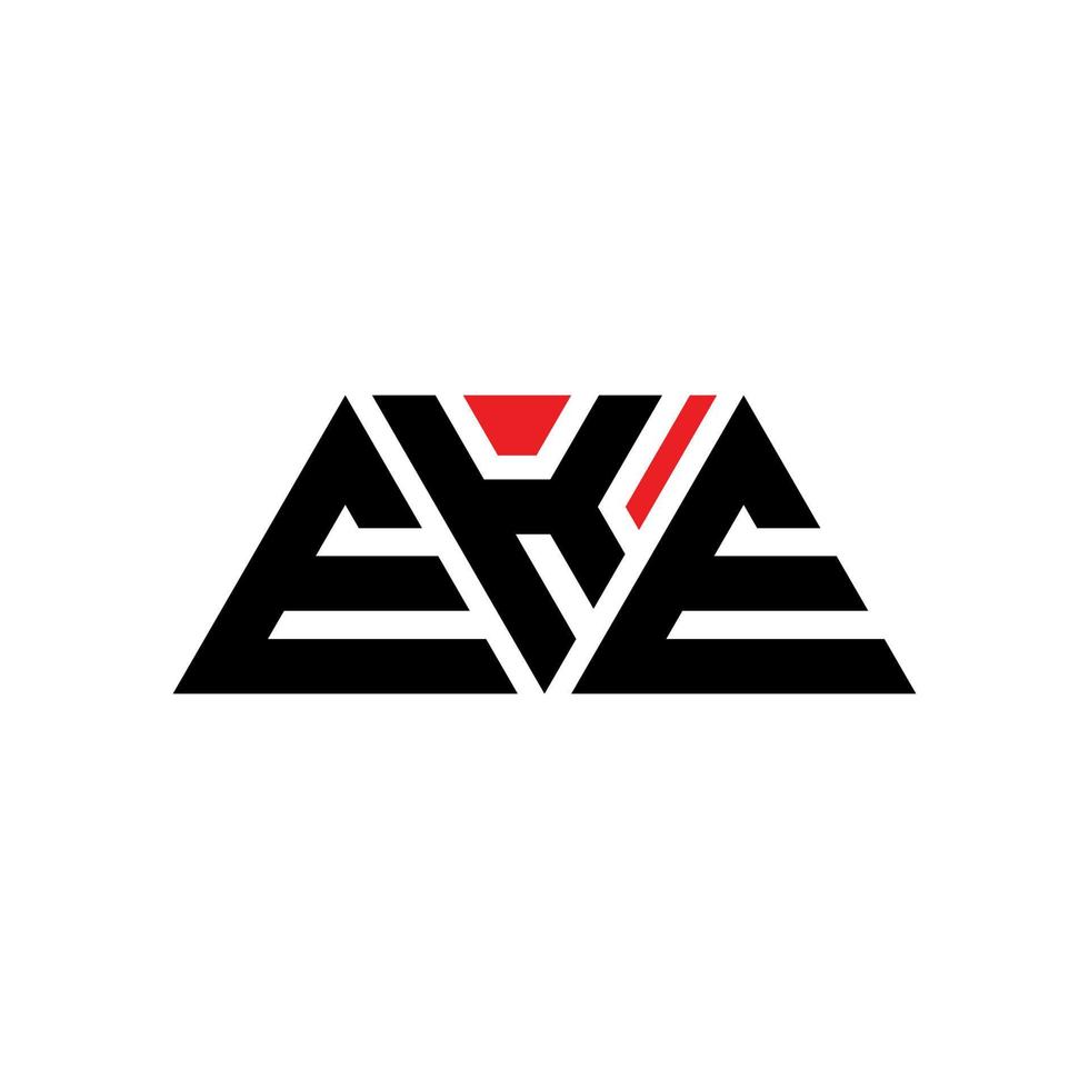 eke-Dreieck-Buchstaben-Logo-Design mit Dreiecksform. eke-Dreieck-Logo-Design-Monogramm. Eke-Dreieck-Vektor-Logo-Vorlage mit roter Farbe. eke dreieckiges Logo einfaches, elegantes und luxuriöses Logo. eke vektor