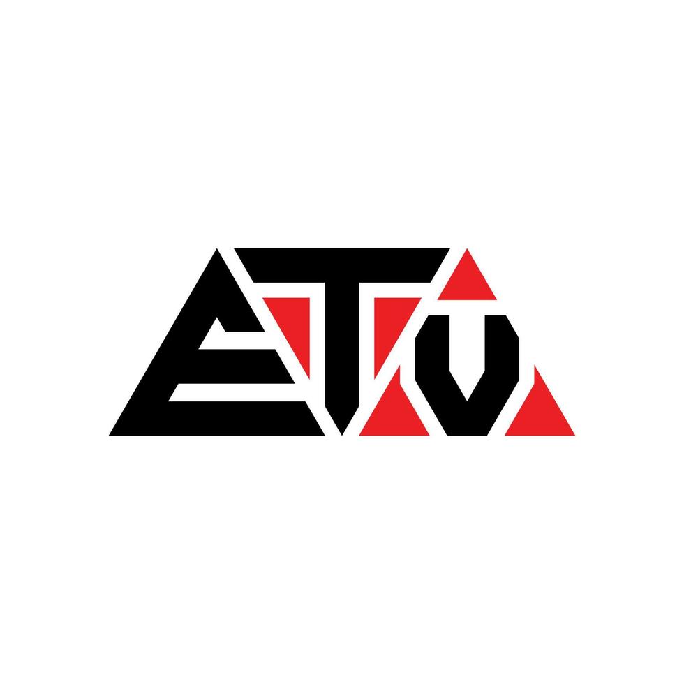 ETV-Dreieck-Buchstaben-Logo-Design mit Dreiecksform. ETV-Dreieck-Logo-Design-Monogramm. ETV-Dreieck-Vektor-Logo-Vorlage mit roter Farbe. etv dreieckiges Logo einfaches, elegantes und luxuriöses Logo. usw vektor