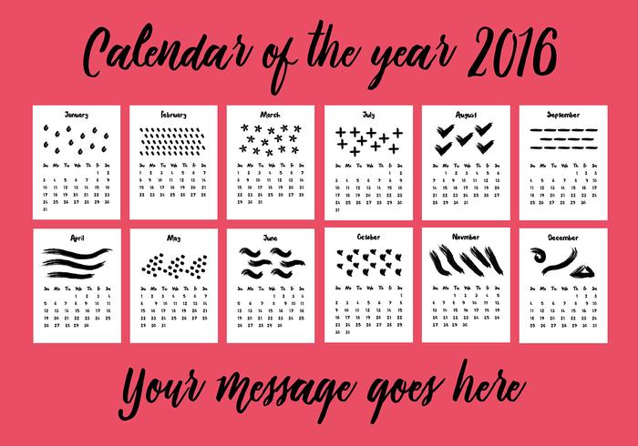 Free 2016 Kalender Vektor Hintergrund