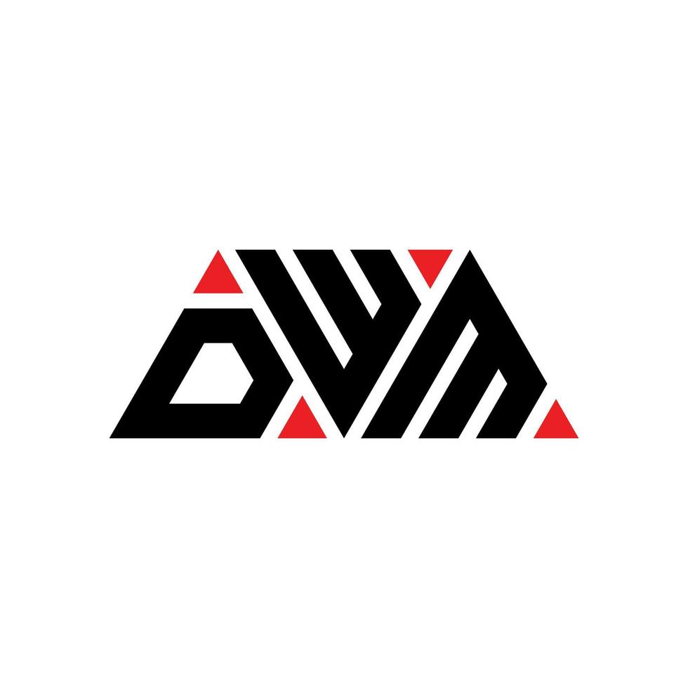 dwm-Dreieck-Buchstaben-Logo-Design mit Dreiecksform. DWM-Dreieck-Logo-Design-Monogramm. DWM-Dreieck-Vektor-Logo-Vorlage mit roter Farbe. dwm dreieckiges Logo einfaches, elegantes und luxuriöses Logo. dwm vektor
