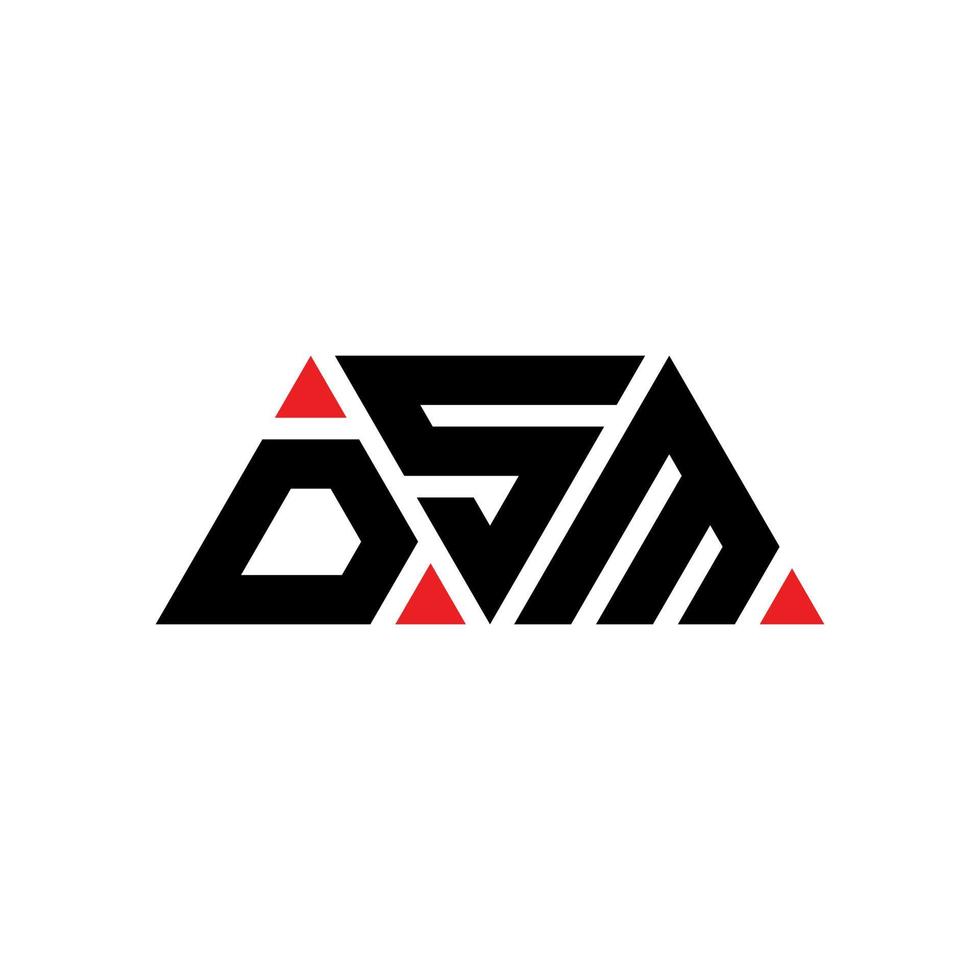 dsm-Dreieck-Buchstaben-Logo-Design mit Dreiecksform. DSM-Dreieck-Logo-Design-Monogramm. DSM-Dreieck-Vektor-Logo-Vorlage mit roter Farbe. dsm dreieckiges Logo einfaches, elegantes und luxuriöses Logo. dsm vektor