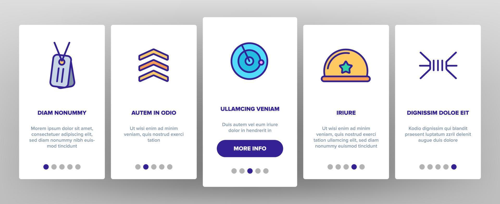 armén militära onboarding element ikoner som vektor