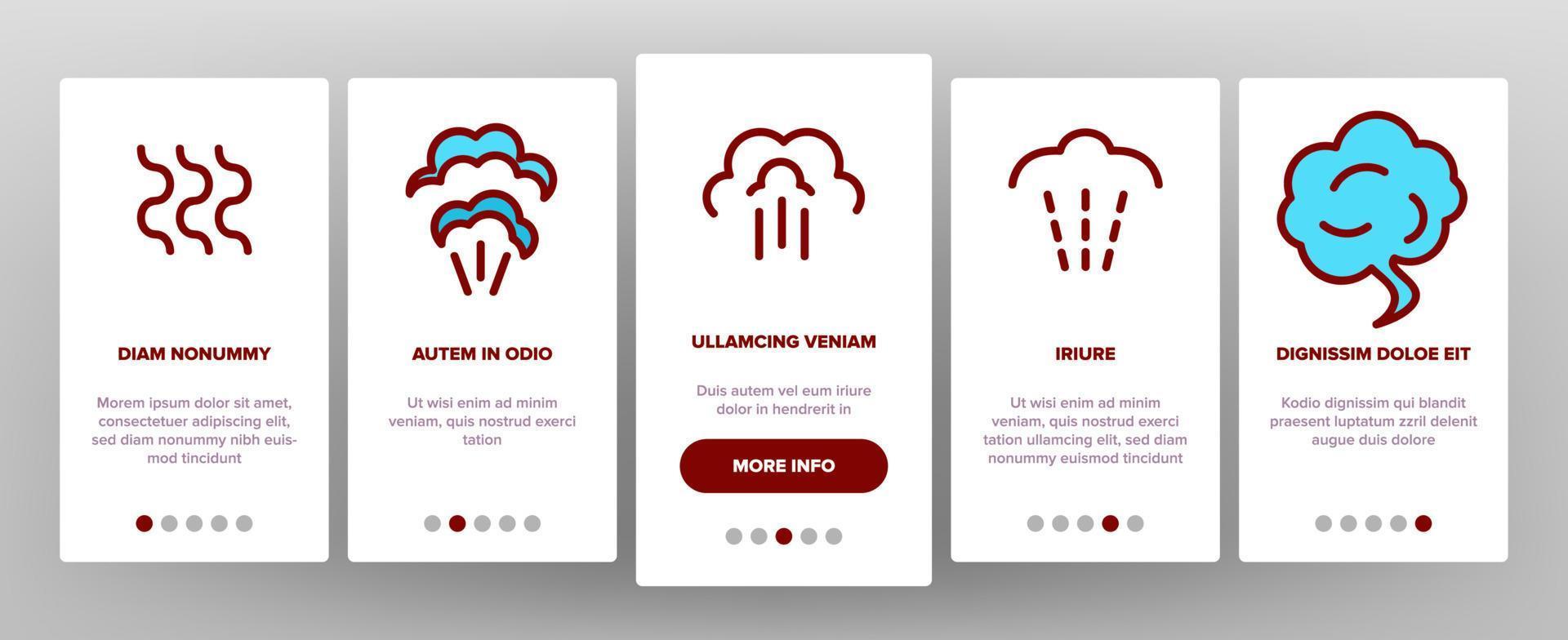 Onboarding-Symbole für Geruchswolken setzen Vektor