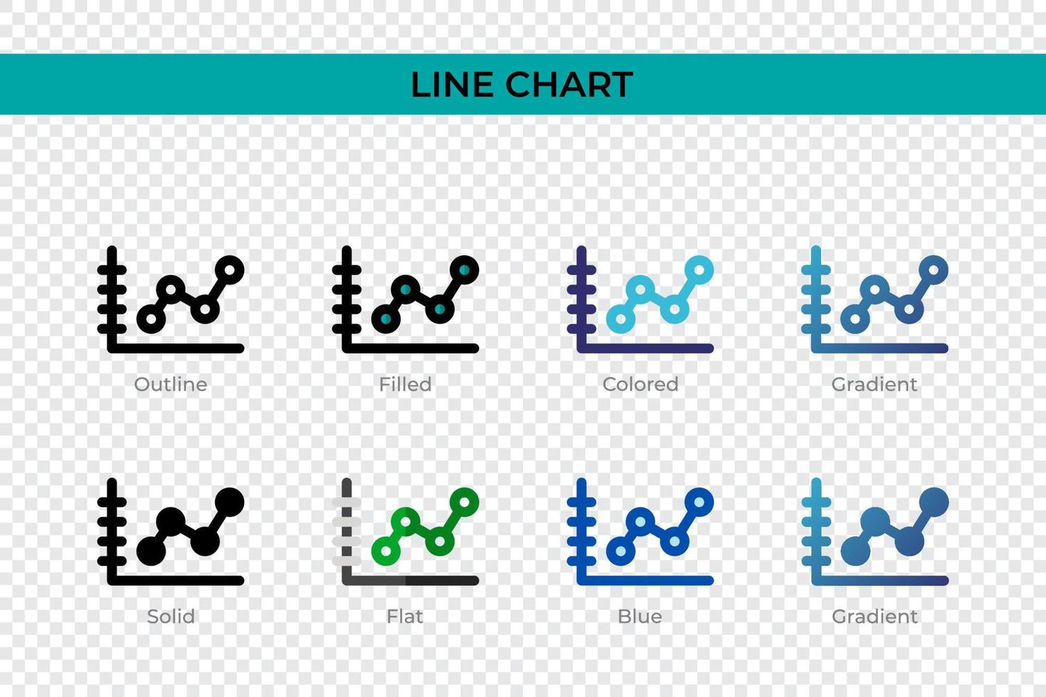Liniendiagramm-Symbol in verschiedenen Stilen. Liniendiagramm-Vektorsymbole, die in Umrissen, soliden, farbigen, gefüllten, Farbverläufen und flachen Stilen entworfen wurden. Symbol, Logoabbildung. Vektor-Illustration vektor