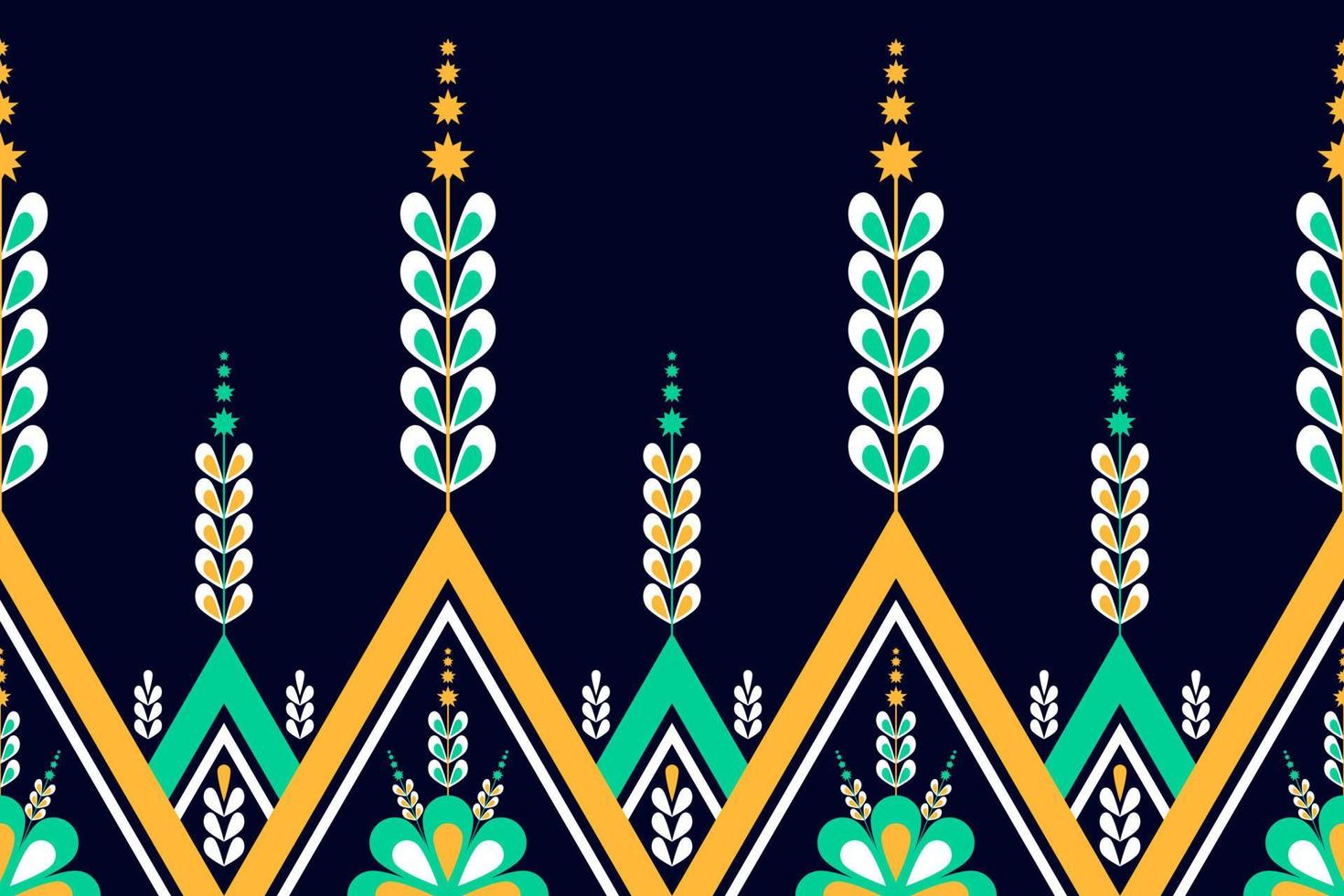 geometriska etniska orientaliska mönster traditionella. färgglad blomdekoration. design för bakgrund, tapeter, vektorillustration, textil, tyg, kläder, batik, matta, broderi. vektor