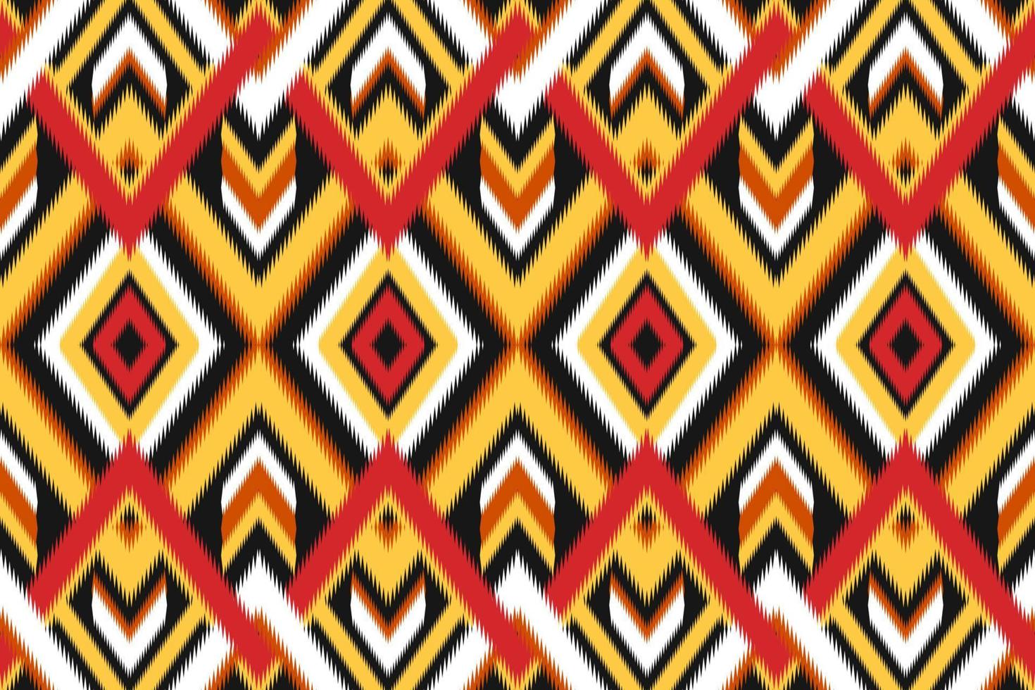 ikat nahtloses muster im stammes-. aztekische ethnische Musterkunst. Design für Hintergrund, Tapete, Vektorillustration, Stoff, Kleidung, Teppich, Stickerei. vektor